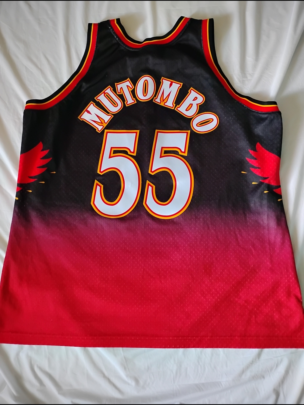 Mutombo #55 Basketball Jersey - Black & Red
